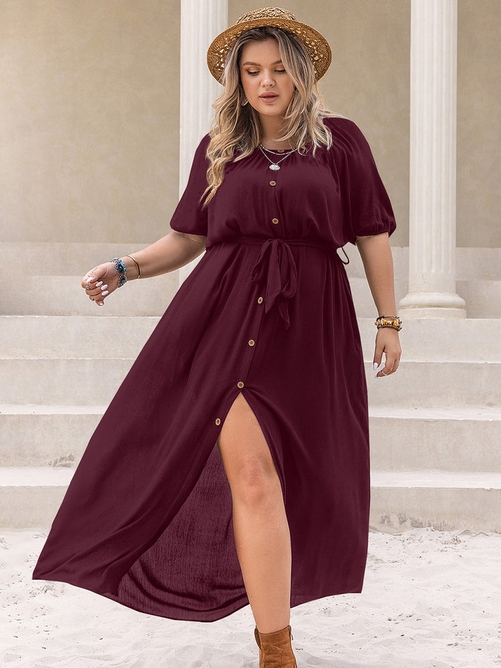 Plus Size Round Neck Half Sleeve Dress | Trendsi