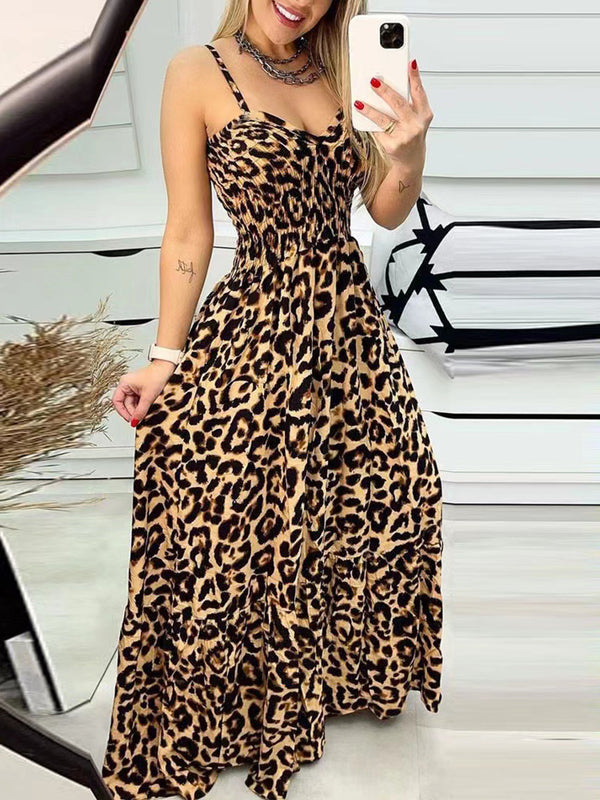 Leopard Sweetheart Neck Cami Dress | Trendsi