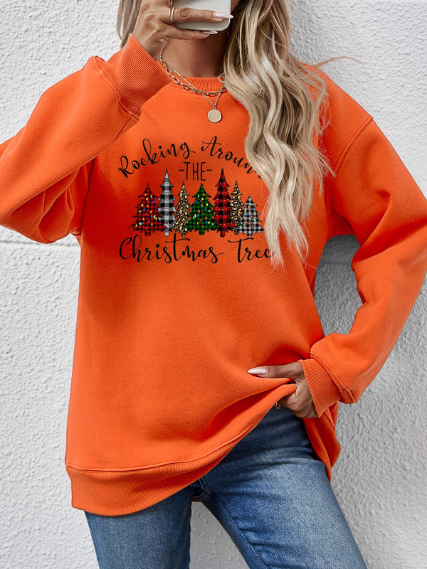 Christmas Tree Graphic Round Neck Sweatshirt | Trendsi