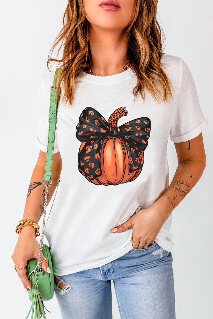 Pumpkin Round Neck Short Sleeve T-Shirt | Trendsi