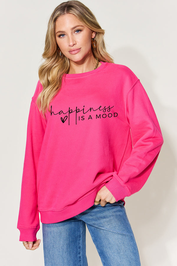 Simply Love Full Size HAPPINESS IS A MOOD Sweatshirt | Trendsi