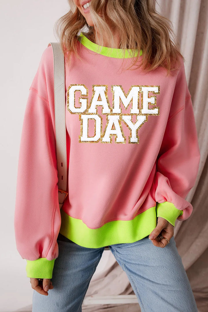 Letter Graphic Round Neck Long Sleeve Sweatshirt | Trendsi