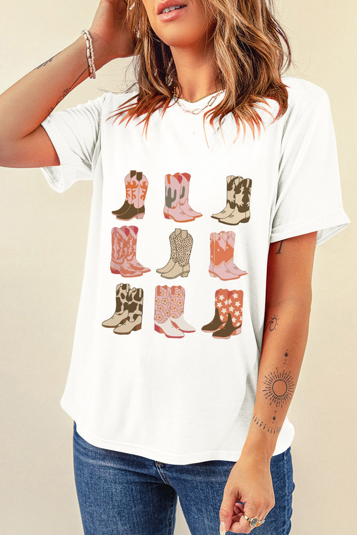 Boot Graphic Round Neck Short Sleeve T-Shirt | Trendsi