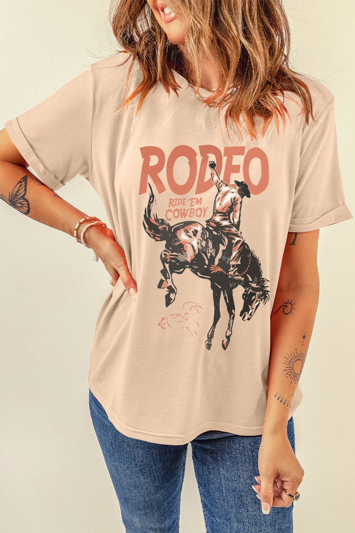 Cowboy Graphic Round Neck Short Sleeve T-Shirt | Trendsi