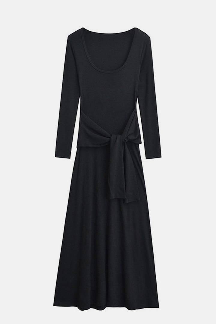 Basic Bae Tied Scoop Neck Long Sleeve Maxi Dress | Trendsi