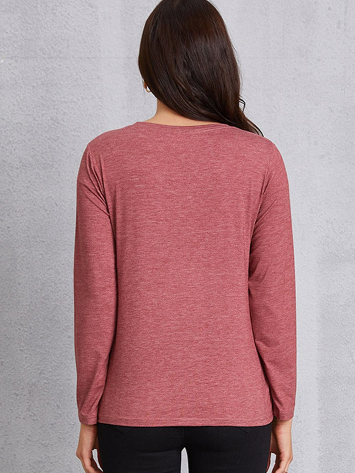 COFFEE Round Neck Long Sleeve T-Shirt | Trendsi