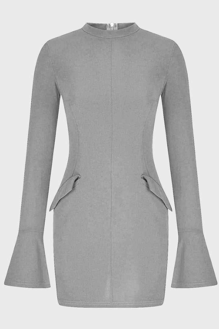 Mock Neck Long Sleeve Mini Dress | Trendsi