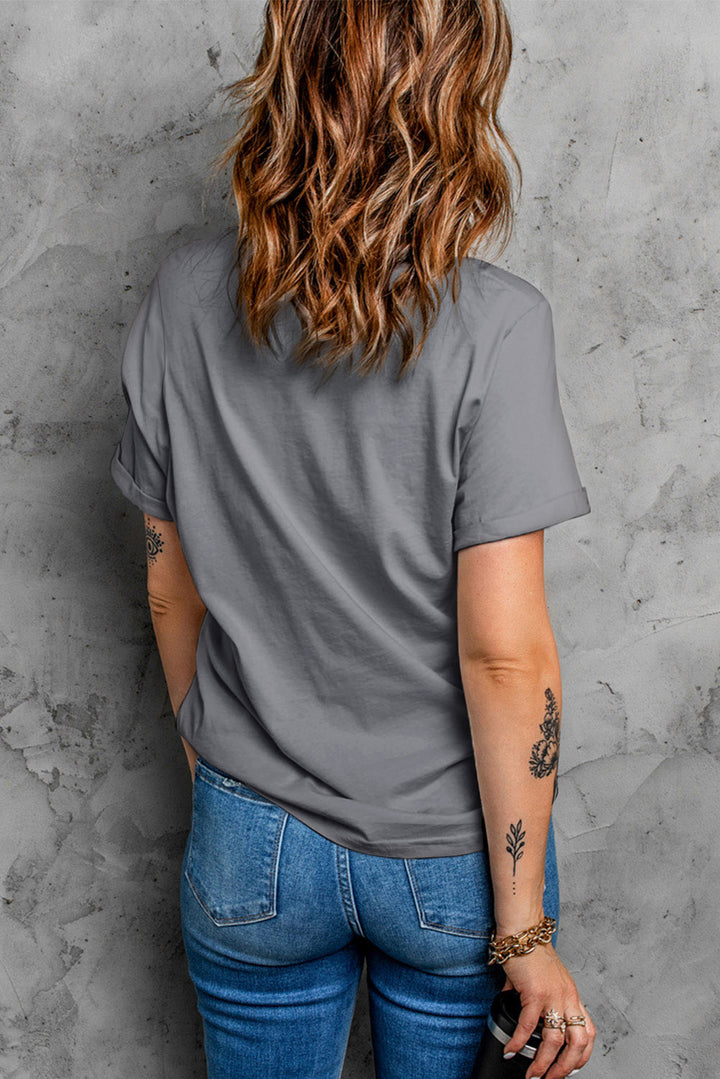 USA Round Neck Short Sleeve T-Shirt | Trendsi