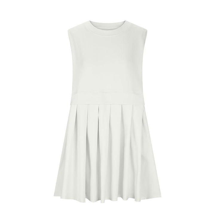 Pleated Round Neck Sleeveless Mini Dress | Trendsi