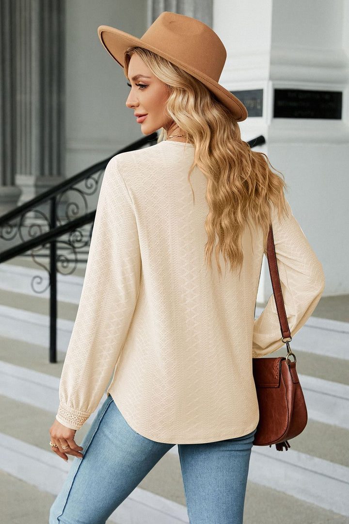 V-Neck Long Sleeve Blouse | Trendsi