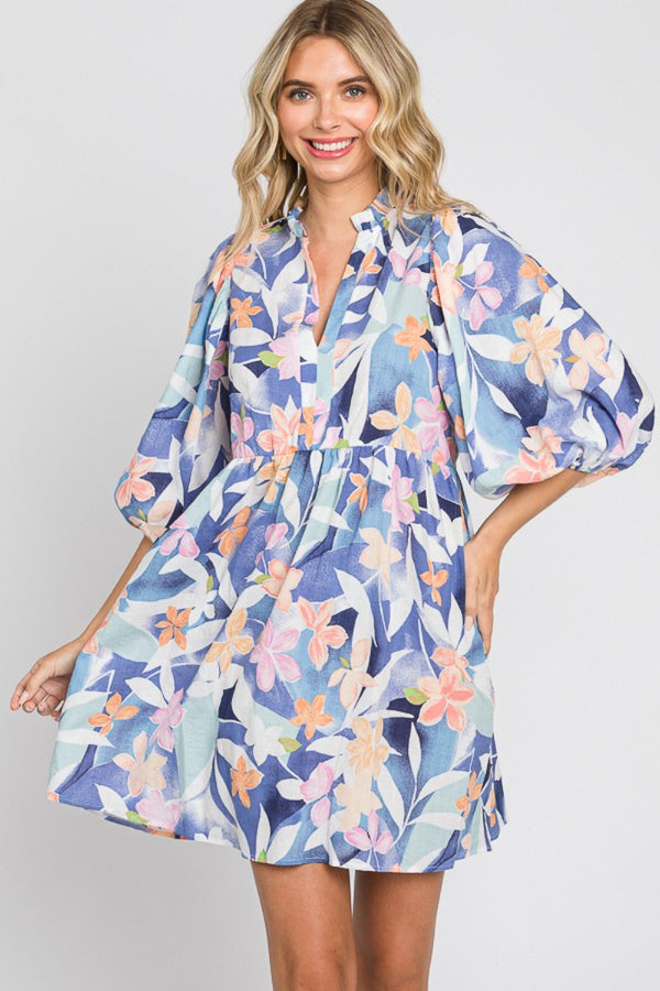 GeeGee Floral Print Mini Dress | Trendsi