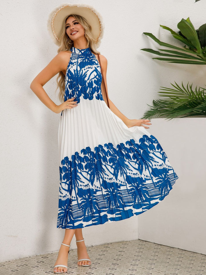 Tied Printed Sleeveless Midi Dress | Trendsi