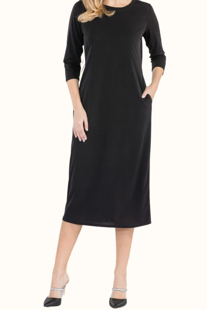 Celeste Full Size Round Neck Midi Dress | Trendsi