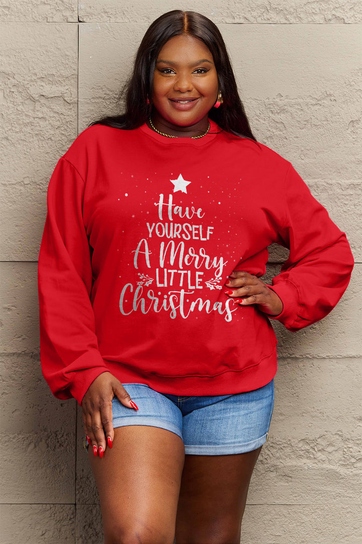 Simply Love Full Size HAVE YOURSELF A MERRY LITTLE CHRISTMAS Round Neck Sweatshirt | Trendsi