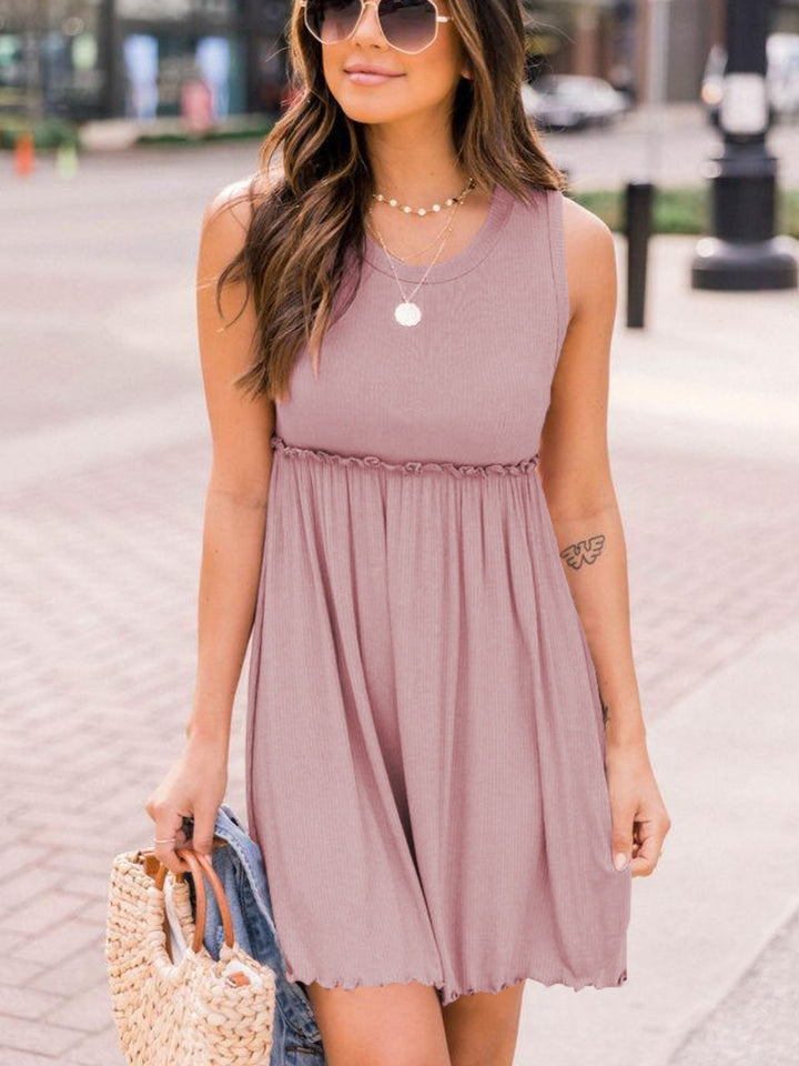 Frill Round Neck Sleeveless Dress | Trendsi