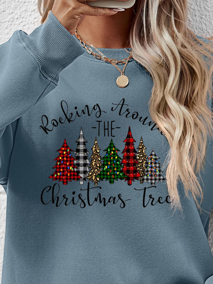 Christmas Tree Graphic Round Neck Sweatshirt | Trendsi