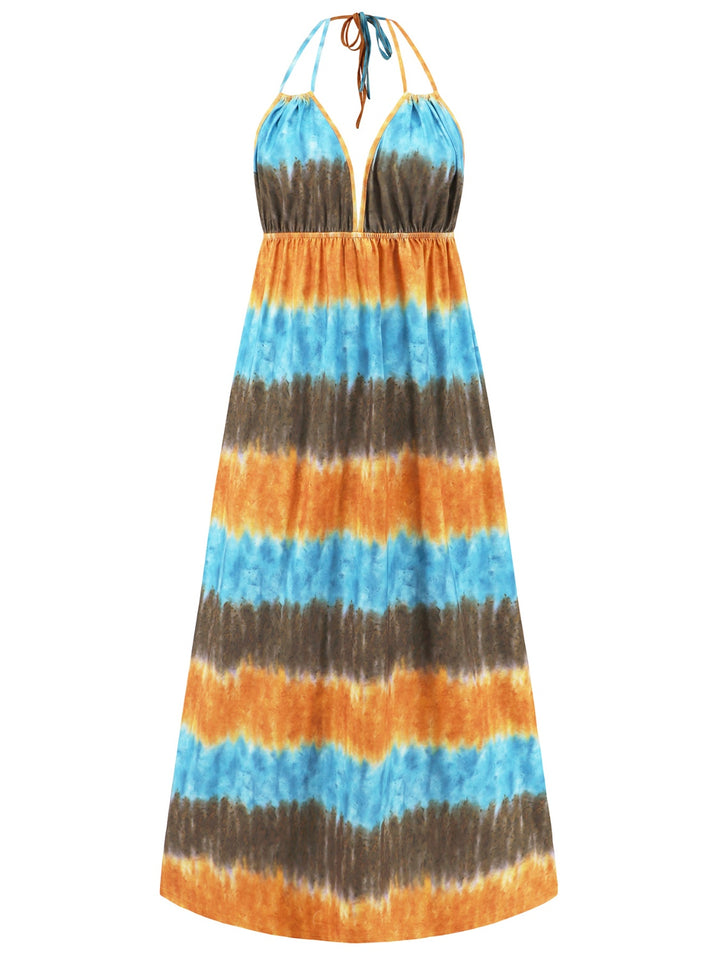 Tie-Dye Halter Neck Sleeveless Dress | Trendsi