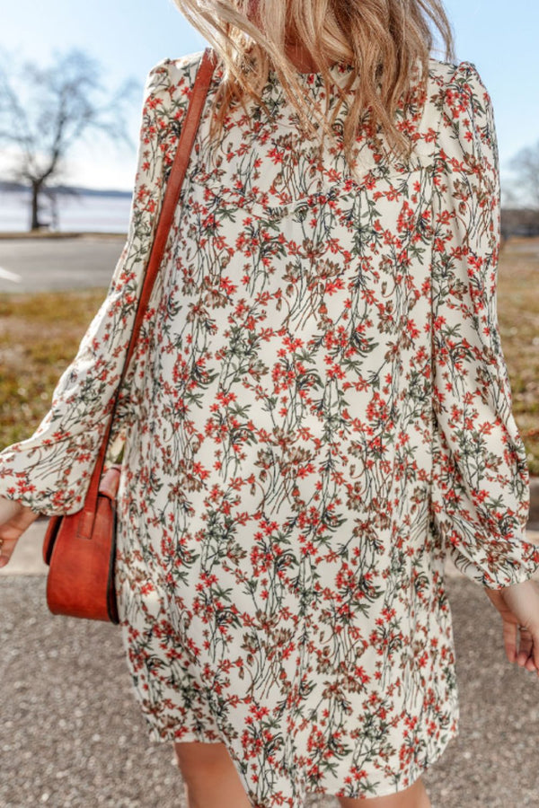 Floral Round Neck Long Sleeve Dress | Trendsi