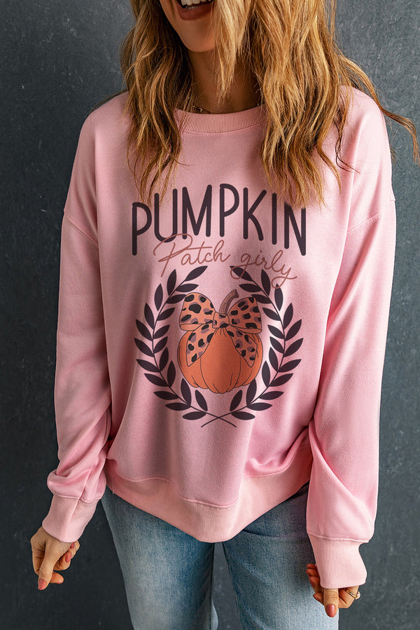 Pumpkin Round Neck Long Sleeve Sweatshirt | Trendsi