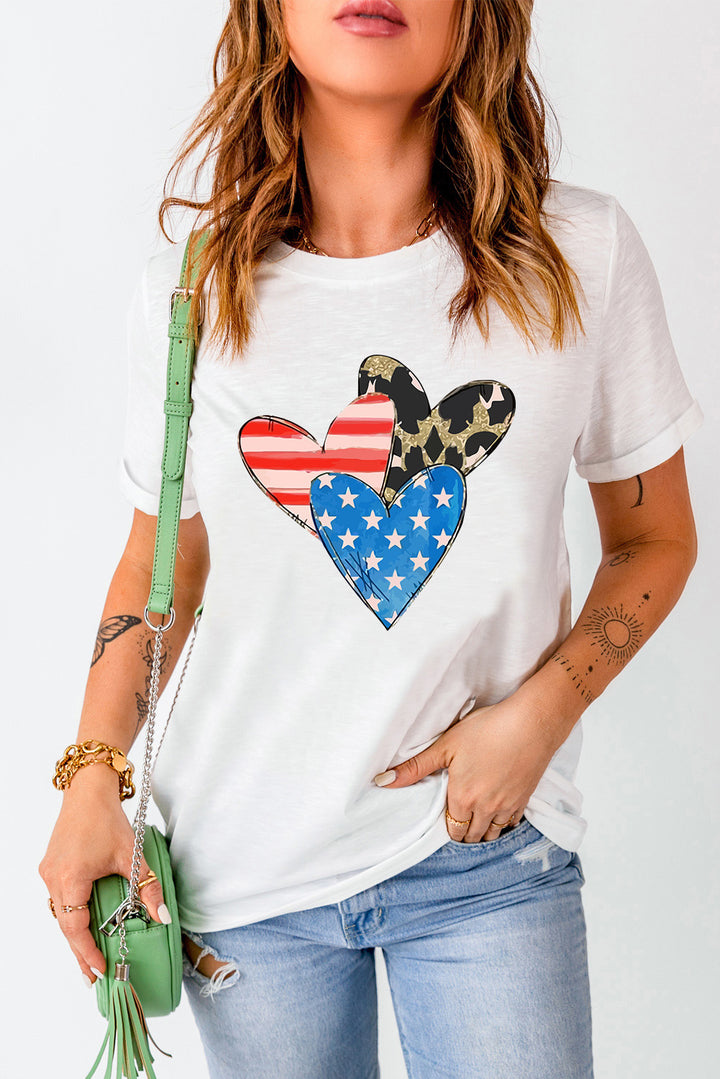 Heart Round Neck Short Sleeve T-Shirt | Trendsi