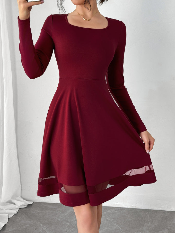 Square Neck Long Sleeve Mini Dress | Trendsi