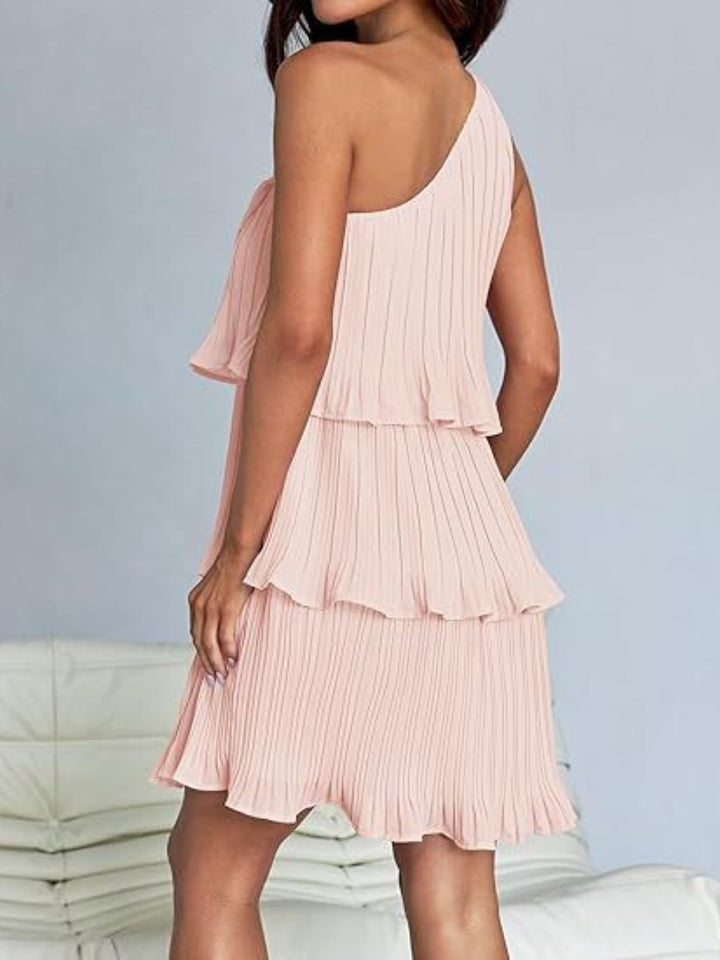 Layered Single Shoulder Mini Dress | Trendsi