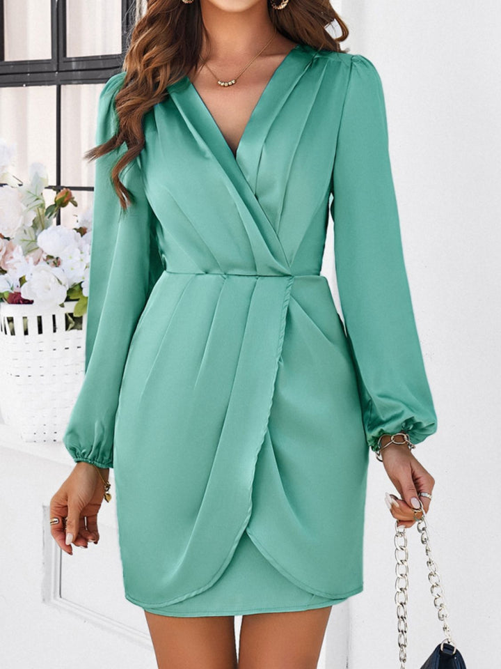 Ruched Surplice Long Sleeve Mini Dress | Trendsi