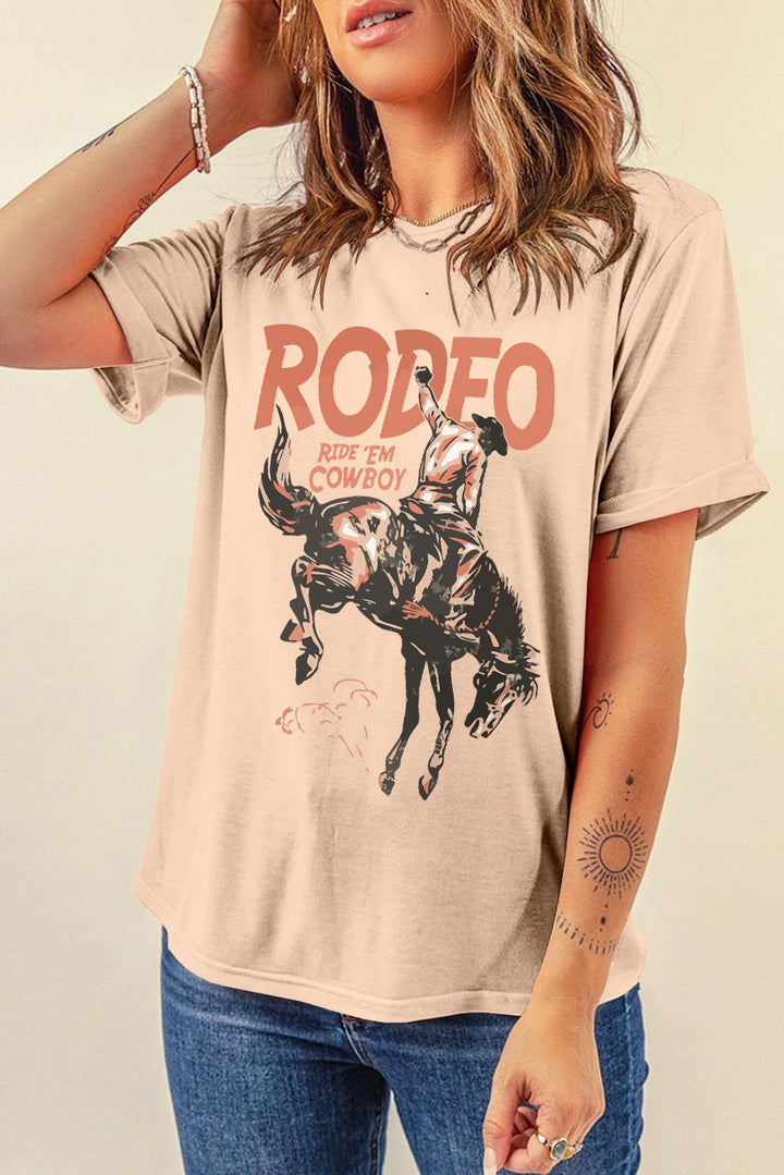 Cowboy Graphic Round Neck Short Sleeve T-Shirt | Trendsi