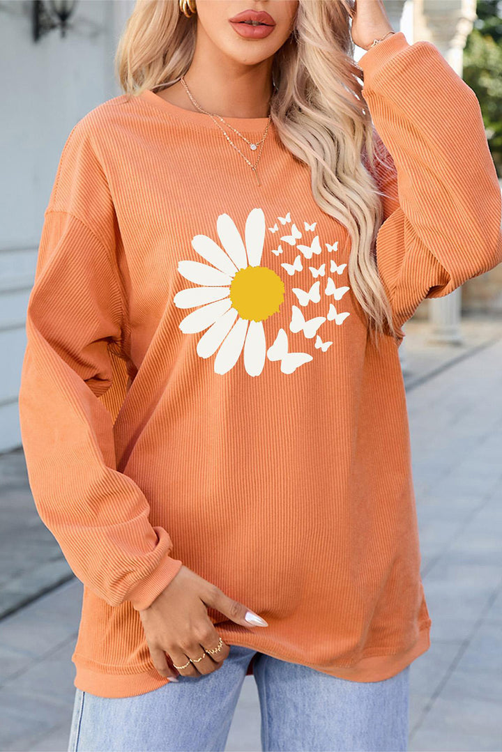 Graphic Round Neck Long Sleeve Sweatshirt | Trendsi