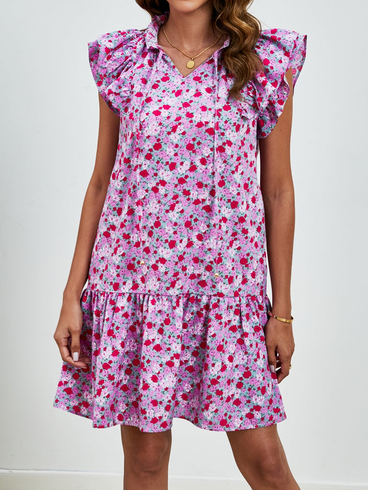 Tied Floral Cap Sleeve Mini Dress | Trendsi