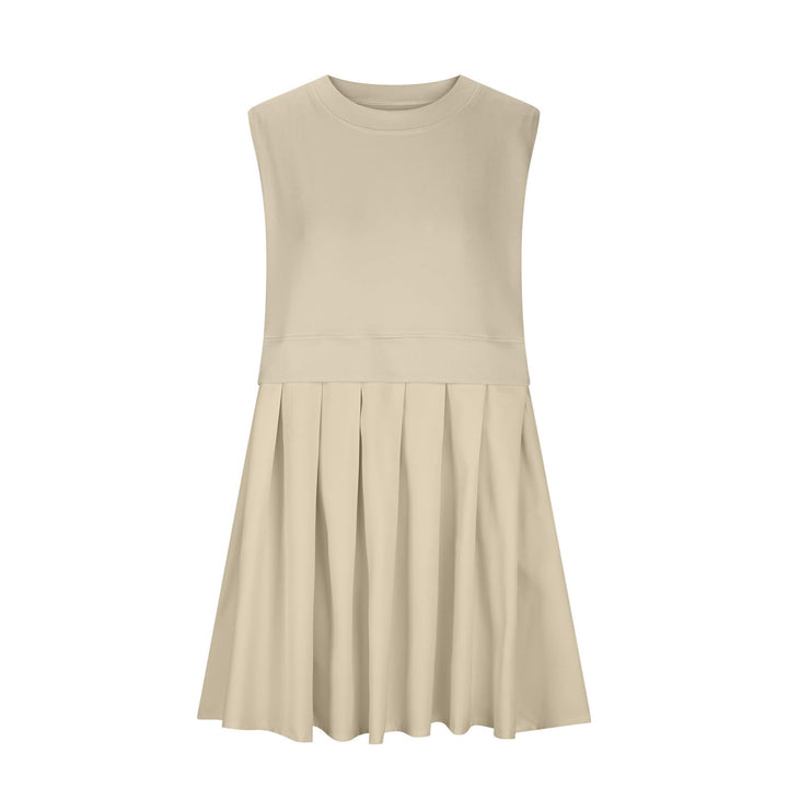 Pleated Round Neck Sleeveless Mini Dress | Trendsi