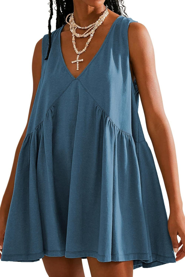 Plunge Wide Strap Mini Tank Dress | Trendsi