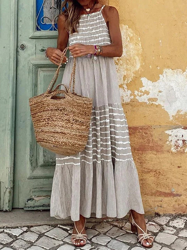 Tiered Striped Sleeveless Cami Dress | Trendsi