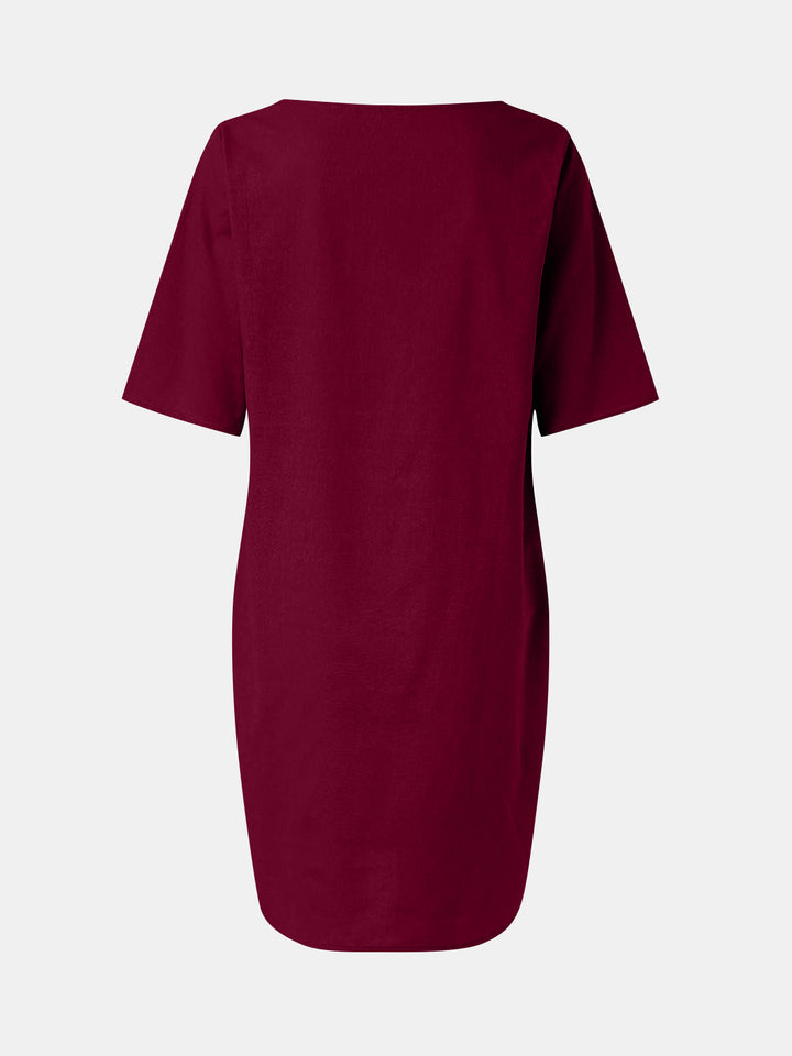 Full Size Round Neck Half Sleeve Dress with Pockets | Trendsi