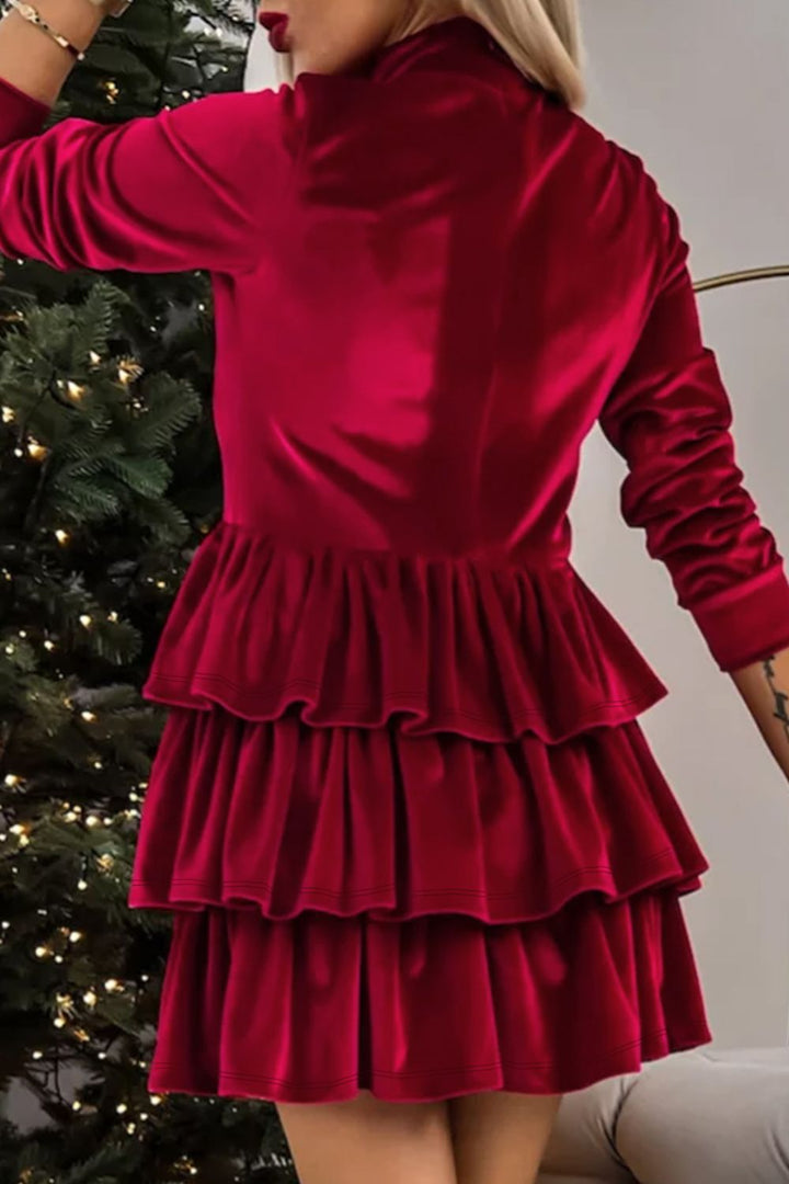 Ruffled Layered Long Sleeve Mini Dress | Trendsi