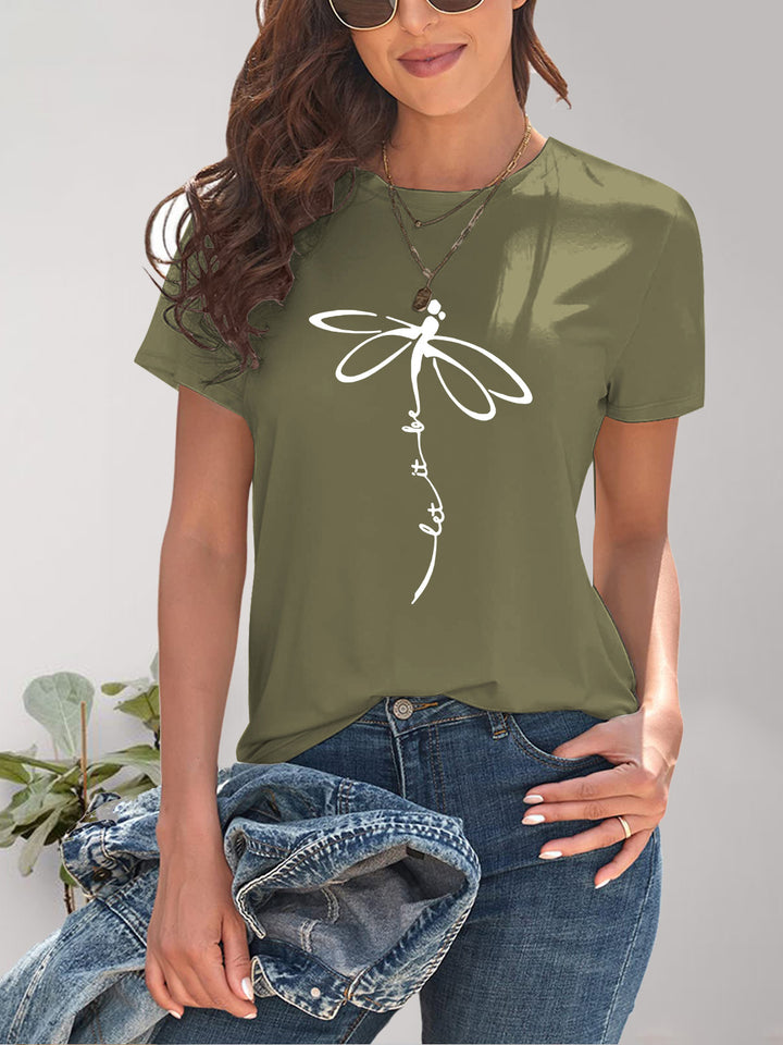 Dragonfly Graphic Round Neck Short Sleeve T-Shirt | Trendsi