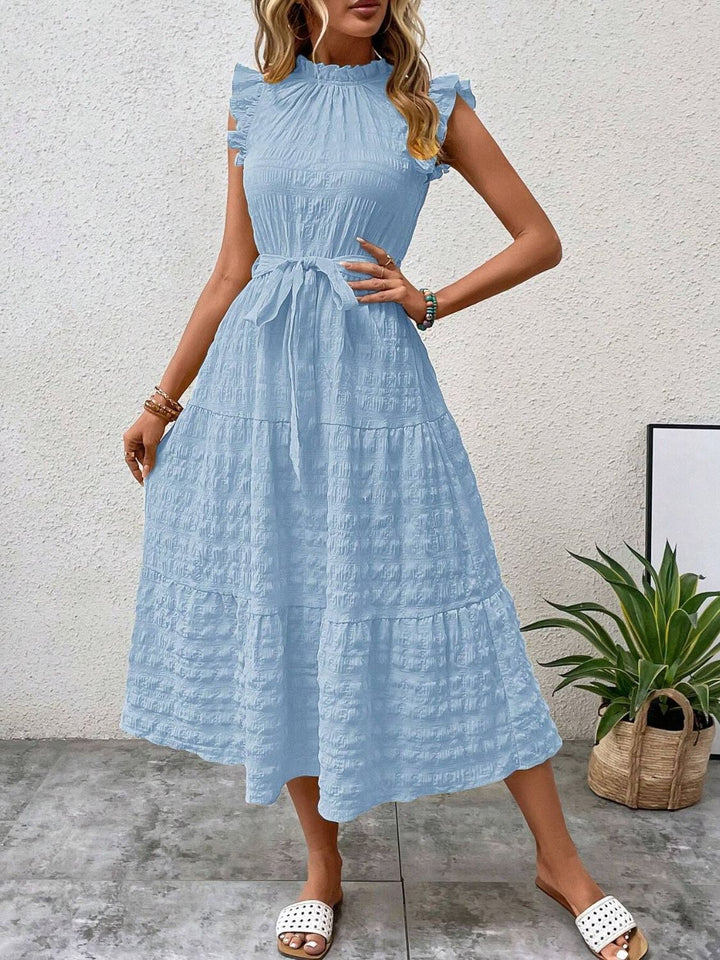 Tied Ruffled Cap Sleeve Midi Dress | Trendsi