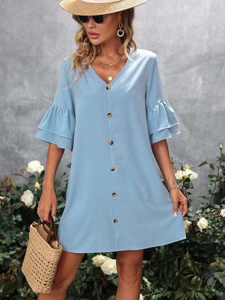 V-Neck Half Sleeve Mini Dress | Trendsi