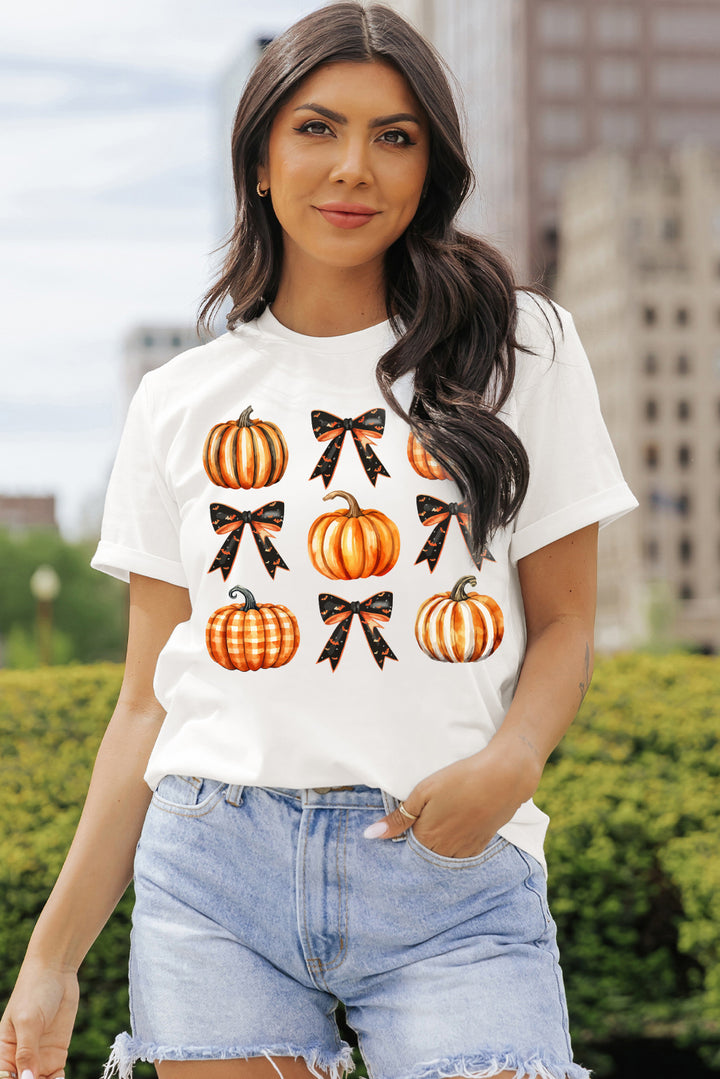 Pumpkin Round Neck Short Sleeve T-Shirt | Trendsi