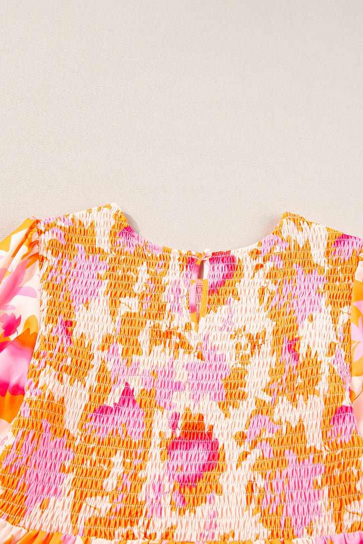 Frill Printed Long Sleeve Mini Dress | Trendsi