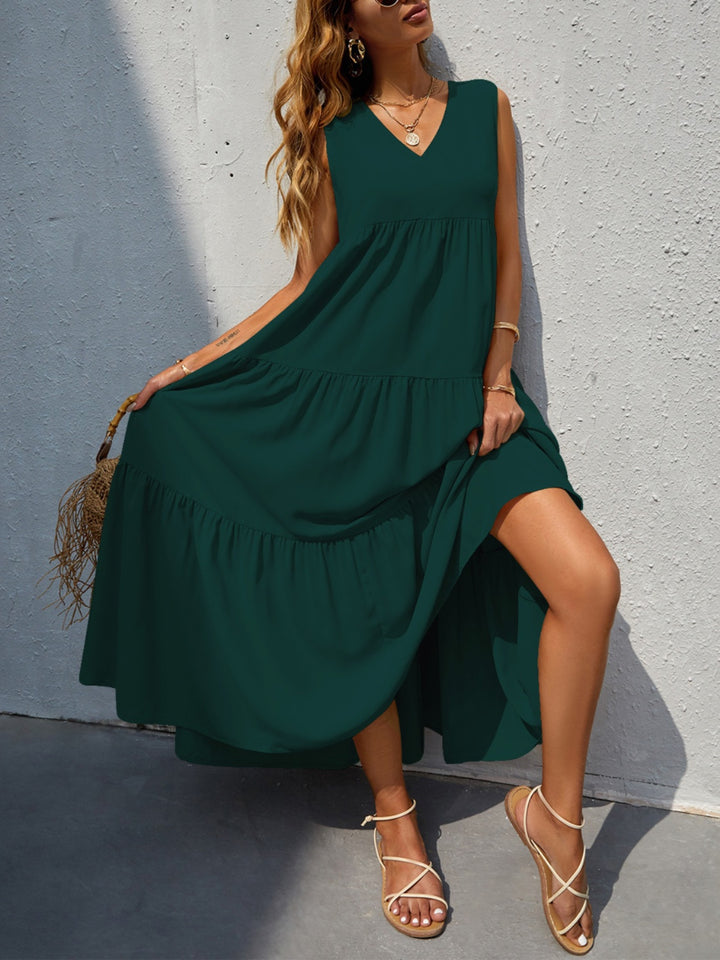 Tiered V-Neck Sleeve Dress | Trendsi