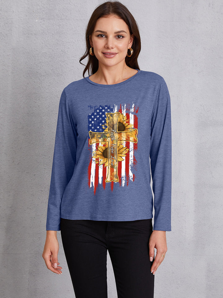 Graphic Round Neck Long Sleeve T-Shirt | Trendsi