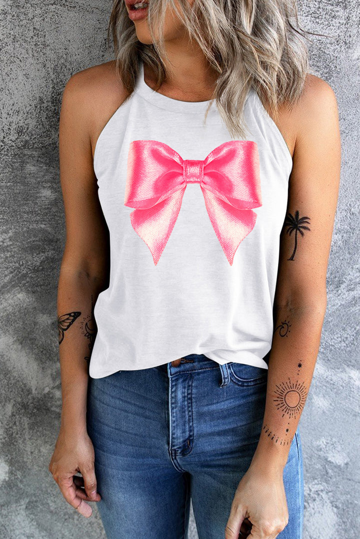 Bow Graphic Grecian Neck Tank | Trendsi