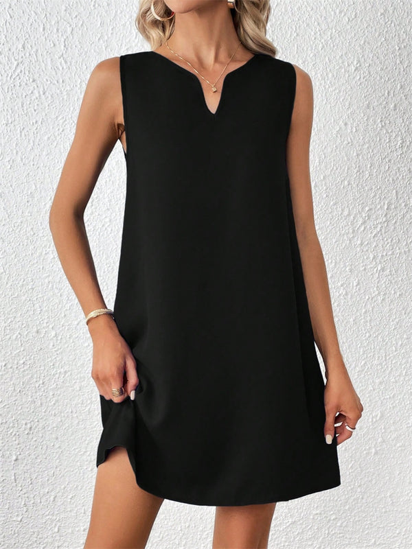 Notched Sleeveless Mini Tank Dress | Trendsi