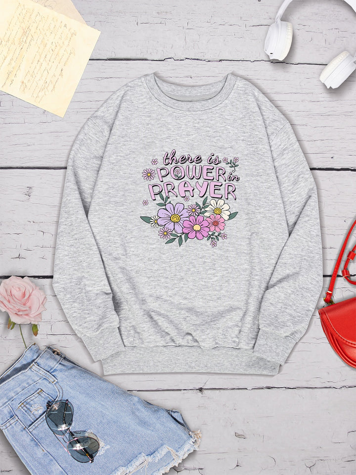 THERE IS POWER PRAYER Round Neck Sweatshirt | Trendsi