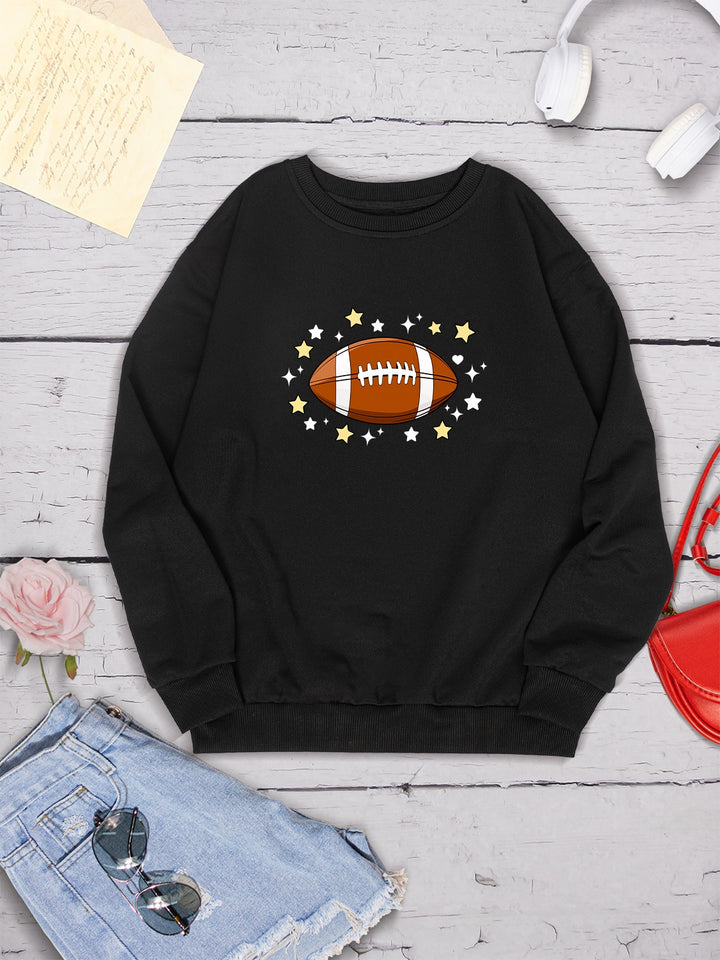 Football Graphic Round Neck Sweatshirt | Trendsi