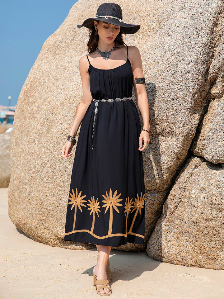 Embroidered Scoop Neck Midi Cami Dress | Trendsi