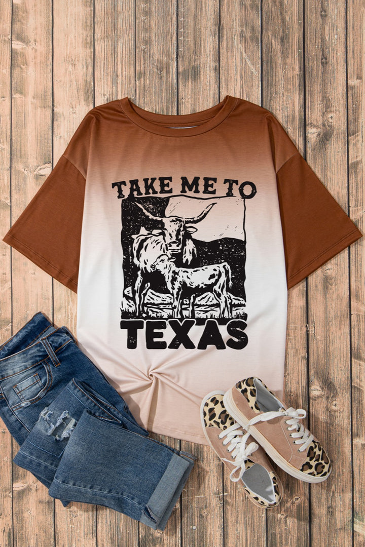 TAKE ME TO TEXAS Round Neck Short Sleeve T-Shirt | Trendsi