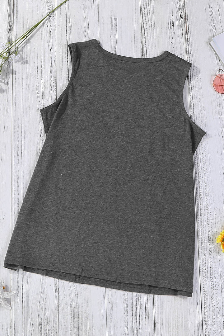 GOOD VIBES Round Neck Tank | Trendsi