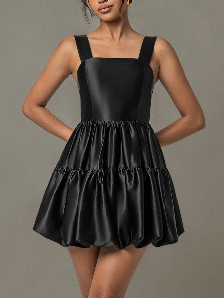 Ruched Square Neck Wide Strap Mini Dress | Trendsi